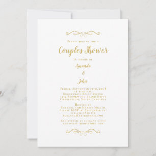 Convite Casamento de Chás de Script Elegante Dourado