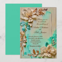 Convite Casamento de chás e flores beges