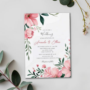 Convite Casamento de Cherry Blossom Greenery Bridal Deligh