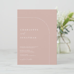 Convite Casamento de Chic Candy Pink Modern Calliographic