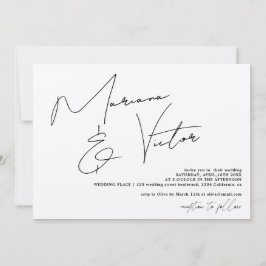 Convite Casamento de chic em caligrafia com script de nome