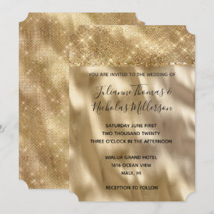 Convite Casamento de Chic Glam Dourado Sparkle