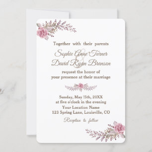 Convite Casamento de Chic Marsala Maroon Floral Watercolor