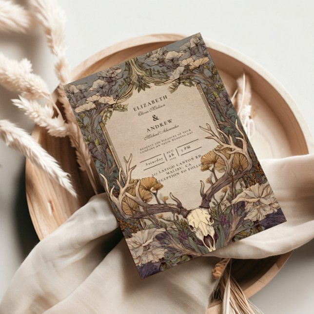Convite Casamento de Chifre de Floresta Boho (Criador carregado)