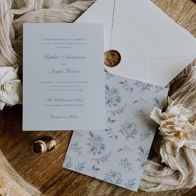 Convite Casamento de Chinoiserie Azul Elegante (Criador carregado)