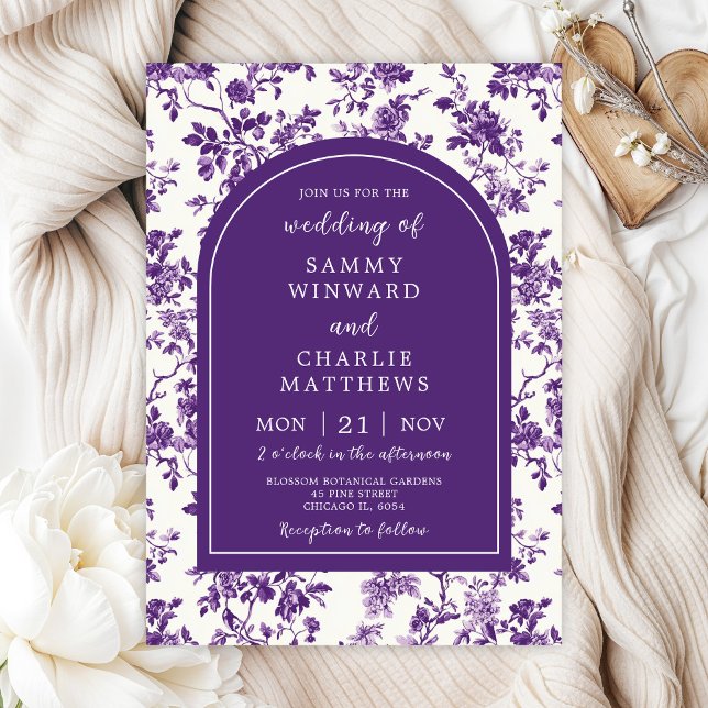 Convite Casamento de Chinoiserie Roxo (Criador carregado)