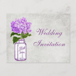 Convite Casamento de Chique de Mason Jar & Purple Hydrange