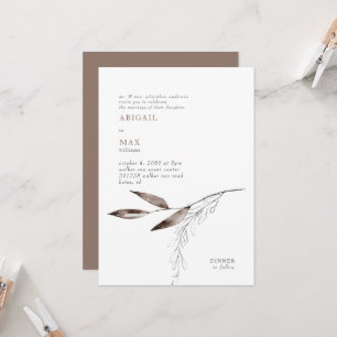 Convite Casamento de Chocolate ao Leite com Folhagem Moder