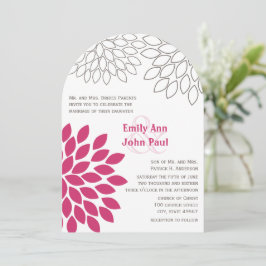 Convite Casamento de Chrysanthemum Floral Moderno Rosa