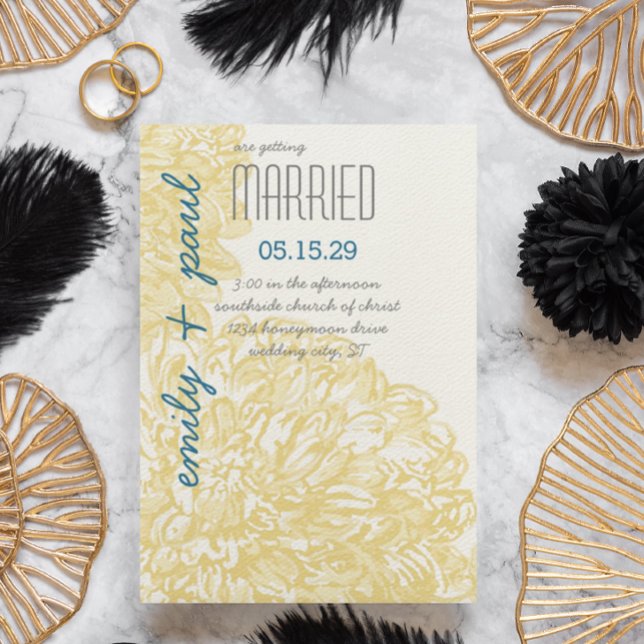 Convite Casamento de Chrysanthumum Amarelo (Criador carregado)