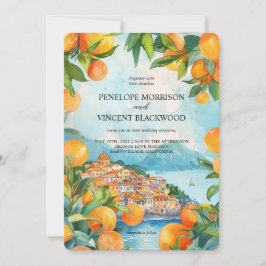 Convite Casamento de Cidade Laranja de Aquarela