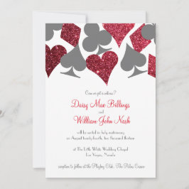 Convite Casamento de Cinza e Vermelho de Vegas