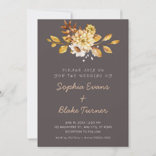 Convite Casamento de Cinzas de Cinzas Florais Suaves e Rús