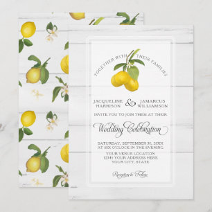 Convite Casamento de Cinzas de madeira de limão Citrus Fl