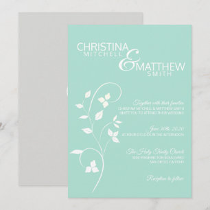 Convite Casamento de Cinzas de Pastel Mint Green