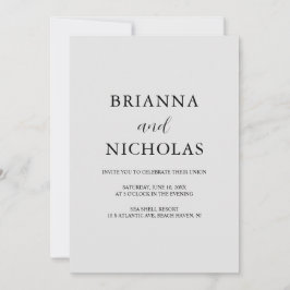 Convite Casamento de Cinzas de Prata Moderna Elegante All-