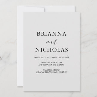 Convite Casamento de Cinzas de Prata Moderna Elegante All-