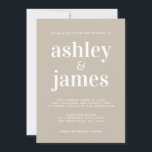 Convite Casamento de Cinzas de Shiitake com Tipografia Chi<br><div class="desc">O convite de casamento simples e chic apresenta na moda branco, tipografia elegante e moderna em um fundo de cinza de shiitake. Basta adicionar os detalhes do seu casamento. Desenvolvido exclusivamente para você pelo Happy Dolphin Studio. Se precisar de ajuda ou produtos correspondentes, entre em contato conosco em happydolphinstudio@outlook.com. Estamos...</div>