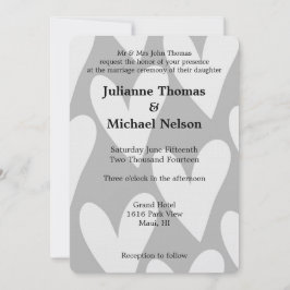 Convite Casamento de cinzas e Corações Brancos