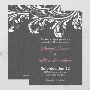 Convite Casamento De Cinzas Elegantes E De Cabeças Brancas