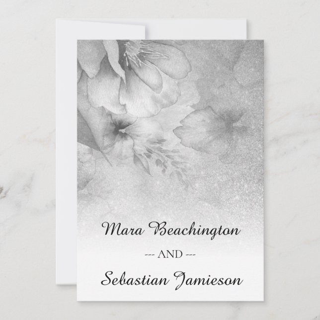 Convite *~* Casamento de Cinzas Florais RSVP RSVP de Glitt (Frente)