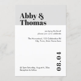 Convite Casamento de Cinzas Negras Mínimas Modernas e Simp