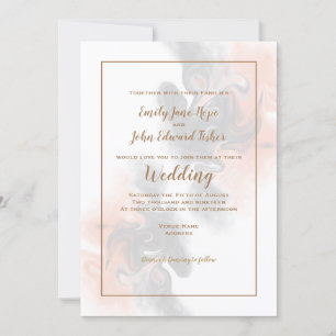 Convite Casamento de Cinzas suaves e de pêssegos/Tipografi
