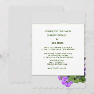 Convite Casamento de Cinzas Violetas Verdes, 2024