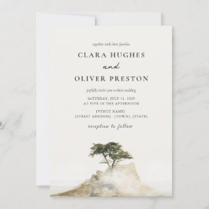 Convite Casamento de Cipreste de Escritura Nebulosa Costa