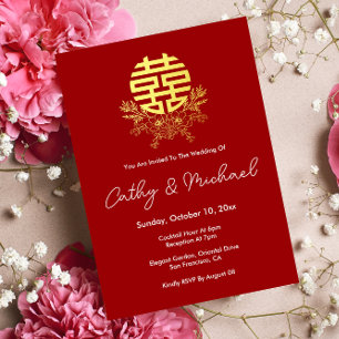 Convite Casamento de círculo de flor de grinalda de dupla