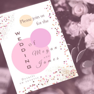 Convite Casamento de círculos de confete rosa