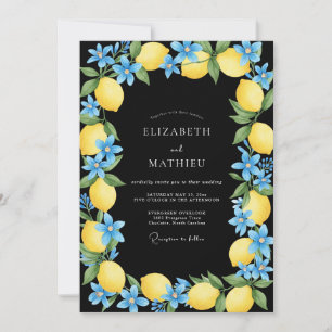 Convite Casamento de Citrino Amarelo Preto Eucalipto