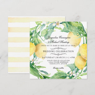 Convite Casamento de Citros de Flor Floral de Limão Modern