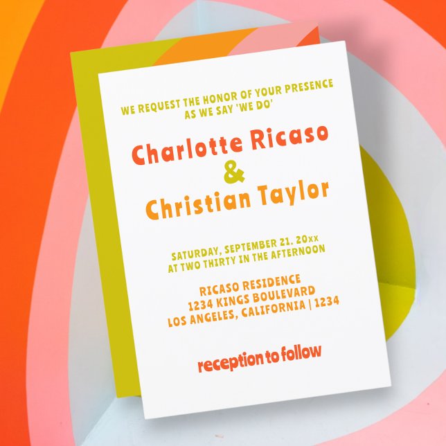 Convite Casamento De Citros De Retro Negrito (Bold Retro Citrus Wedding Invitation from Ricaso. For the couple that are brave and bold.)