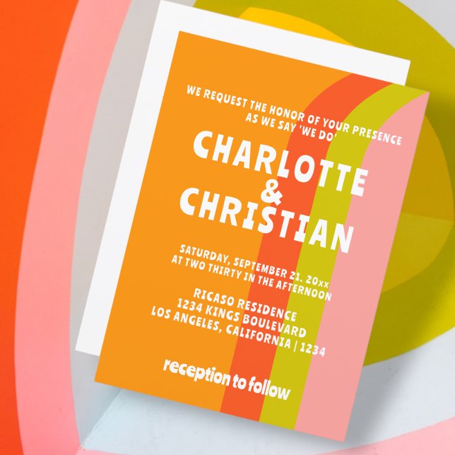 Convite Casamento De Citros De Retro Negrito (Bold Retro Citrus Wedding Invitation from Ricaso. A fun bold card for a fun bold couple.)