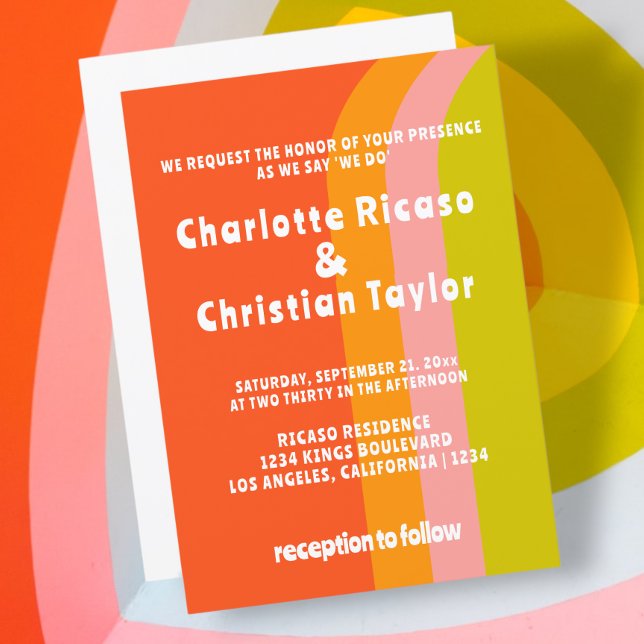 Convite Casamento De Citros De Retro Negrito (Bold Retro Citrus Wedding Invitation from Ricaso. Fun invites for a fun couple)