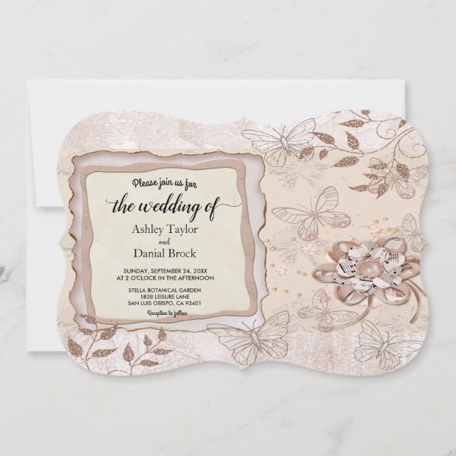 Convite Casamento de Clássica Chic Formal de Script Simple (Frente)