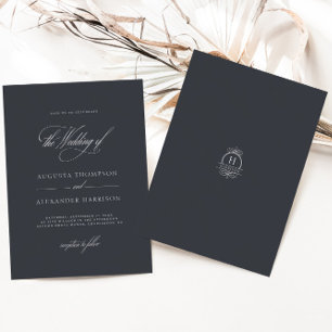 Convite Casamento de Clássica do Monograma Romântico Elega