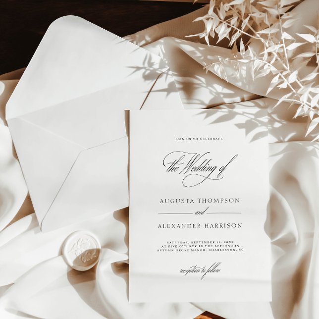 Convite Casamento de Clássica do Monograma Romântico Elega (Elegant Romantic Monogram Classy Wedding Invitation)