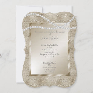 Convite CASAMENTO DE CLASSY ELEGANTE COM Pearl Pearl Doura