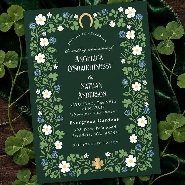 Convite Casamento de Clover Floral Delicado na Primavera (Criador carregado)