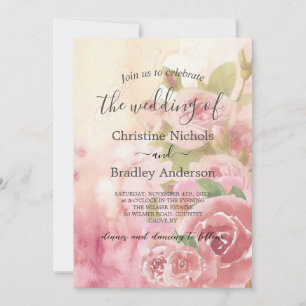 Convite Casamento de Código QR Botânico com Rosa de Blush