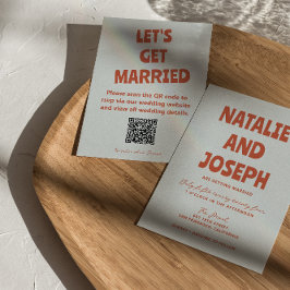 Convite Casamento de Código QR com Cor Negrito Retro Funky