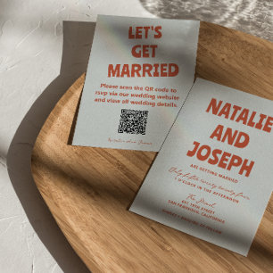 Convite Casamento de Código QR com Cor Negrito Retro Funky