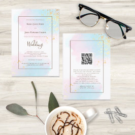 Convite Casamento de Código QR com Placas Douradas de Core