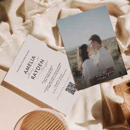 Convite Casamento de Código QR com Script de Tipografia Cl