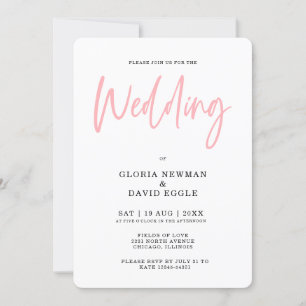 Convite Casamento de Código QR Cor-de-rosa-Blush Moderno M