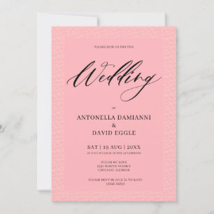 Convite Casamento de Código QR Cor-de-rosa-Blush Moderno M