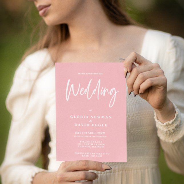 Convite Casamento de Código QR Cor-de-rosa-Blush Moderno M (Criador carregado)