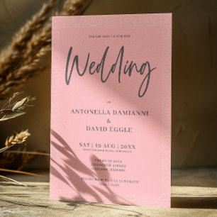 Convite Casamento de Código QR Cor-de-rosa-Blush Moderno M